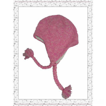 Moda cor rosa cor crochet Weave Beanie Hat com bola de corda (1-3447)